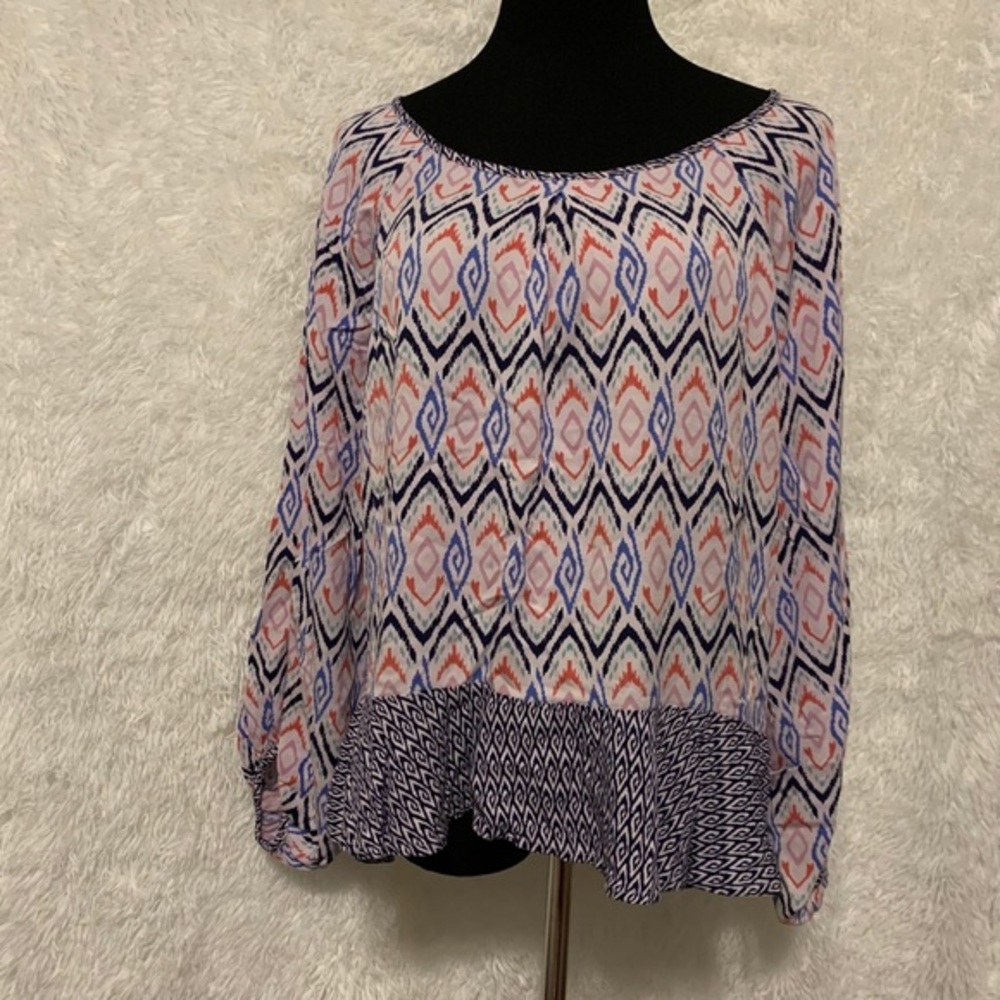 Southern Tide Mixed Ikat Long Sleeve Swing Top